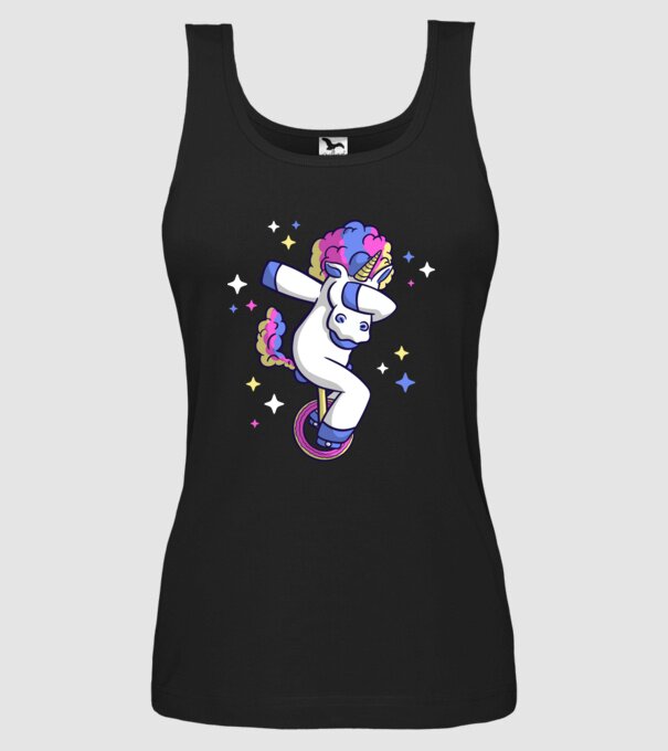 Unicorn pe monociclu model negru pe tricou