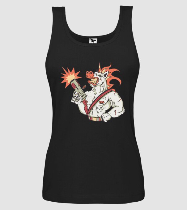 Unicorn Războinic model negru pe tricou