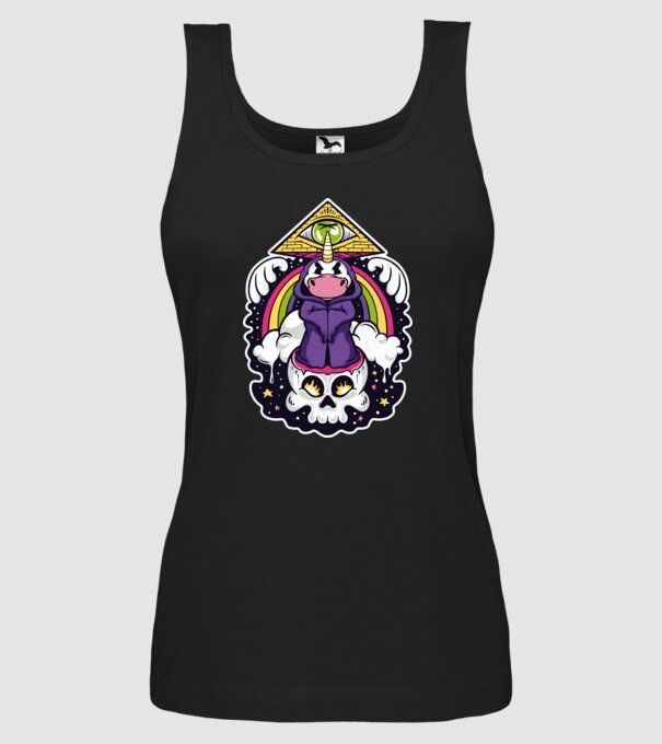 Unicorn Illuminati model negru pe tricou