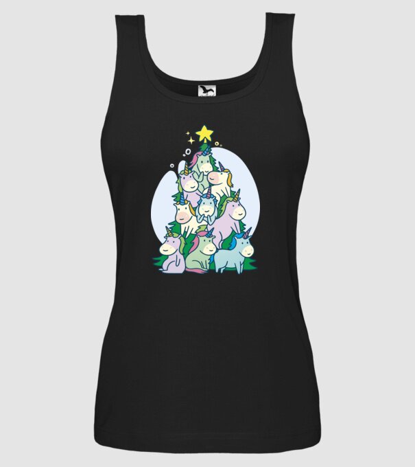 Unicorn pom de Crăciun model negru pe tricou