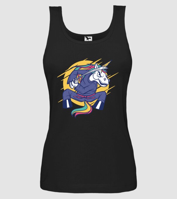 Unicorn Ninja model negru pe tricou