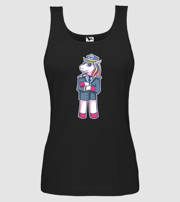 Unicorn Pilot model negru pe tricou