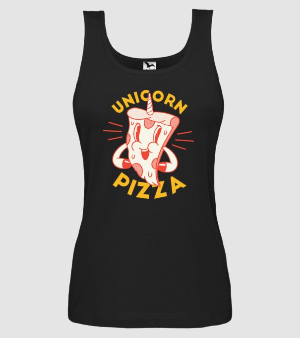 Unicorn Pizza model negru pe tricou