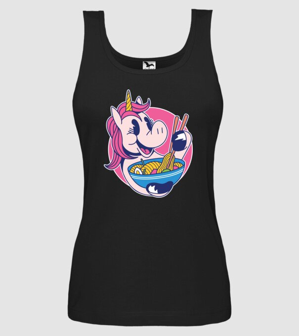 Unicorn Ramen model negru pe tricou