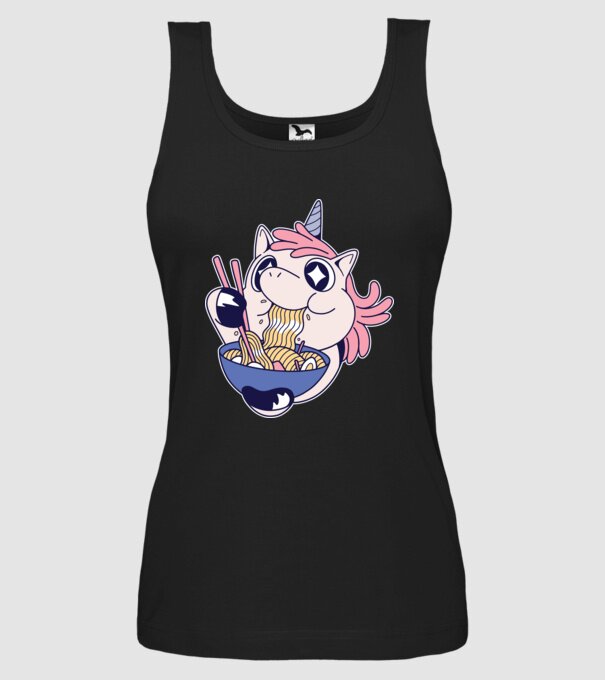 Unicorn Ramen model negru pe tricou