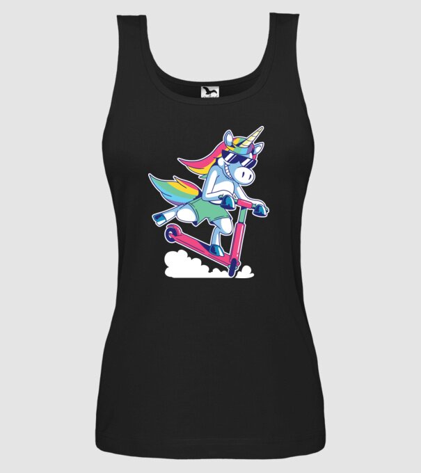 Unicorn cu trotinetă tricou amuzant model negru pe tricou