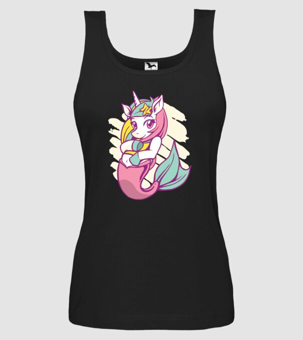 Unicorn Sirenă model negru pe tricou