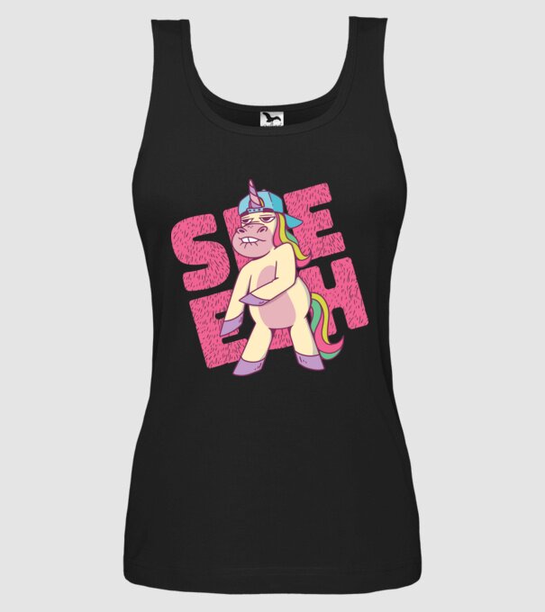 Unicorn Shesh model negru pe tricou
