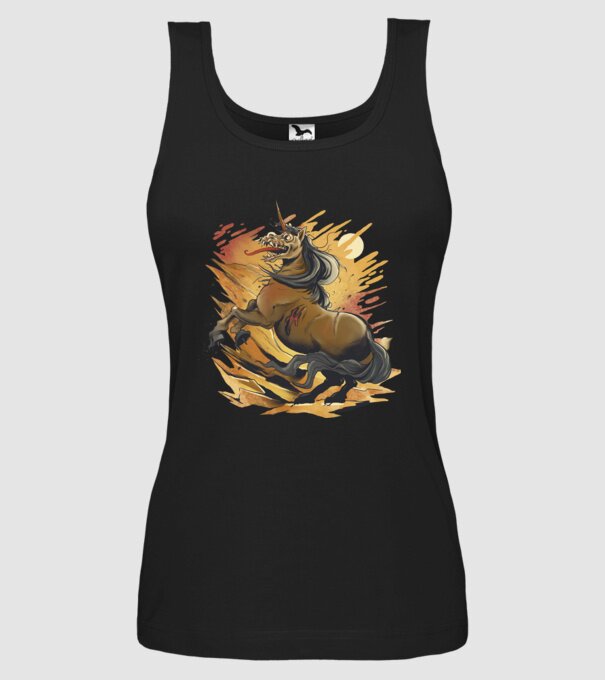 Unicorn Zombie model negru pe tricou