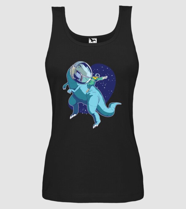 Astronaut Dinozaur T rex model negru pe tricou