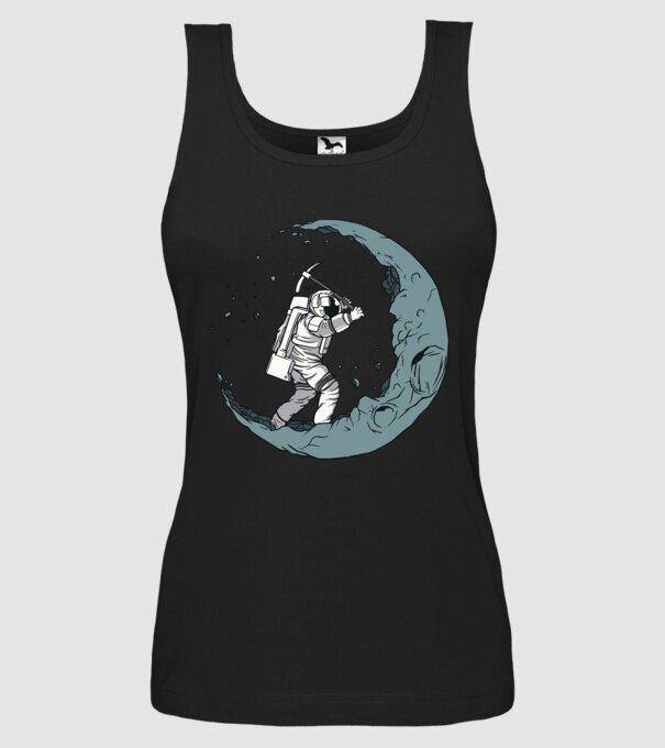 Astronaut pe Lună model negru pe tricou