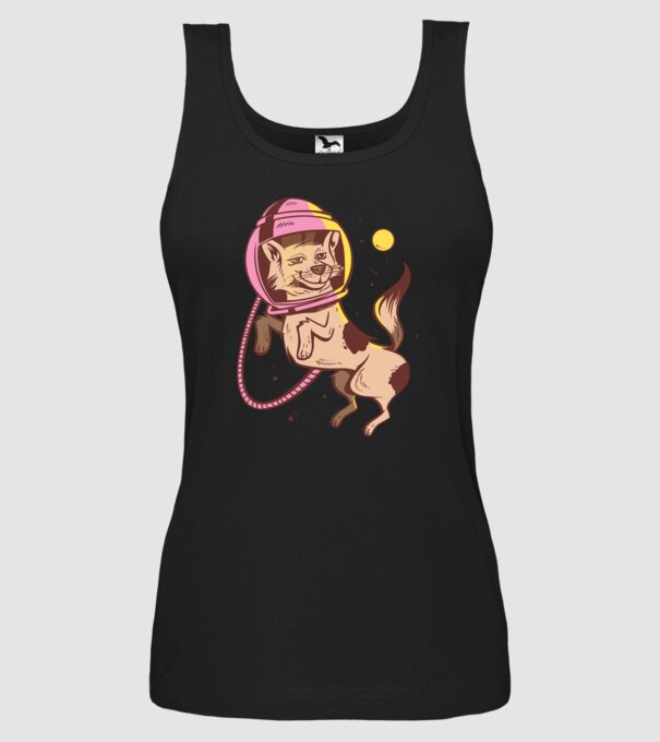 Câine Astronaut model negru pe tricou