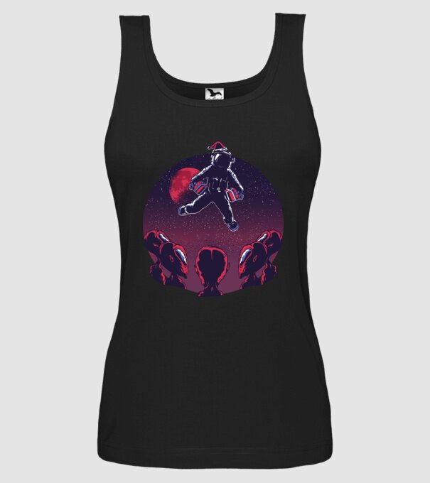 Moș Crăciun Astronaut model negru pe tricou