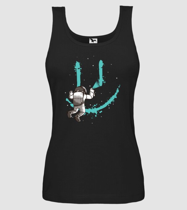 Astronaut Smiley Graffiti model negru pe tricou