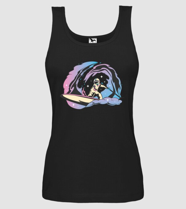 Surf Astronaut model negru pe tricou