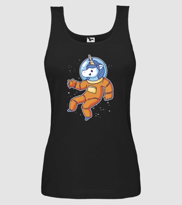 Unicorn Astronaut model negru pe tricou