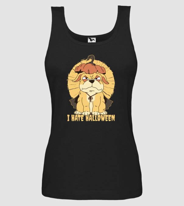 Urăsc Halloween cu câine model negru pe tricou