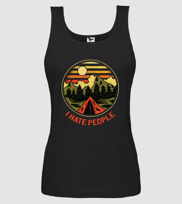 Urăsc oamenii tricou de camping model negru pe tricou
