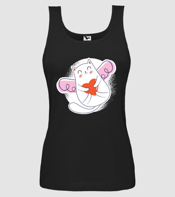 Pisică Valentin model negru pe tricou