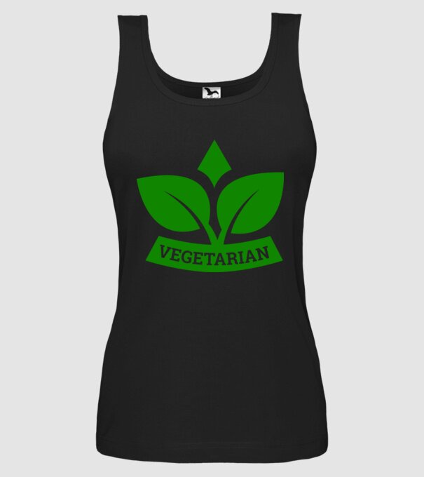 Vegetarian badge 1 model negru pe tricou