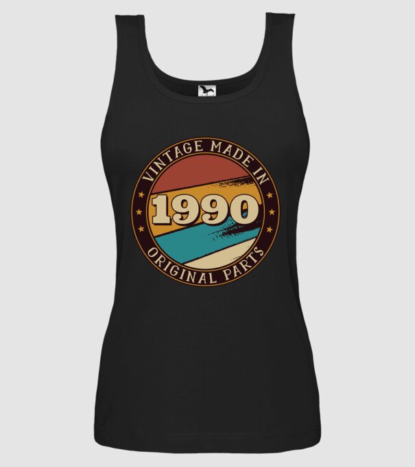 Vintage Made in 1990 Original Parts Retro Birthday model negru pe tricou