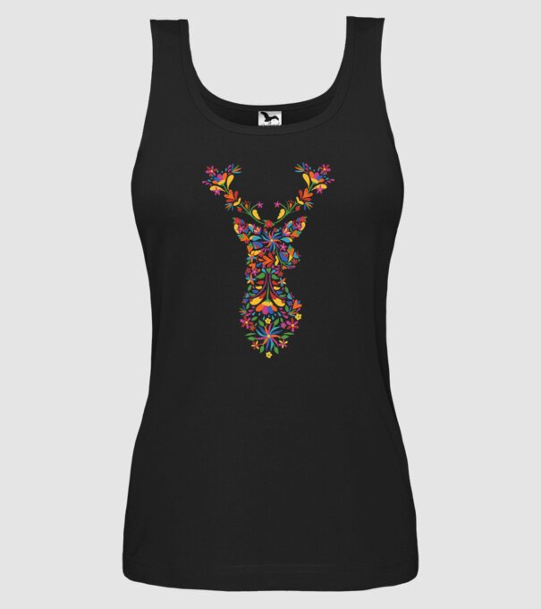 Cerb cu motive florale Floral model negru pe tricou