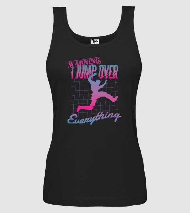 Warning I Jump over everything Parkour model negru pe tricou