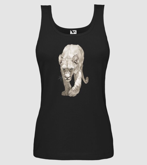 white lion model negru pe tricou