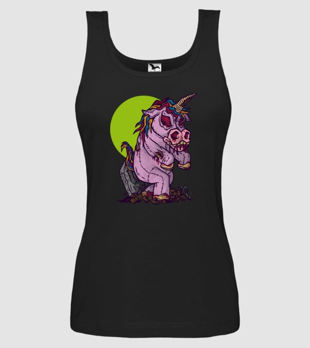 Zombie unicorn model negru pe tricou