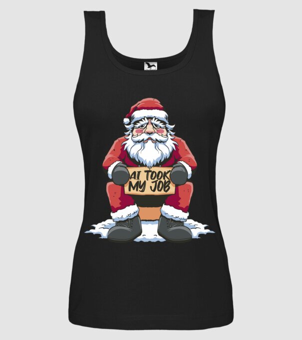 AI took my job Santa model negru pe tricou