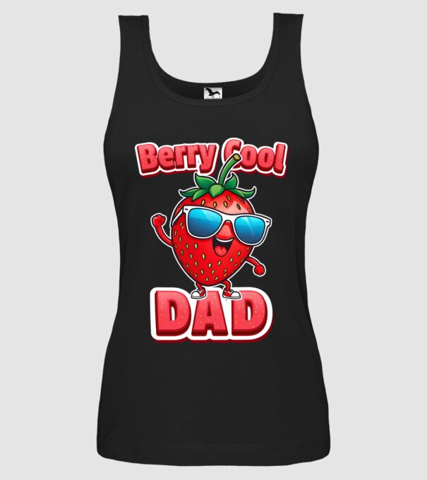 Berry Cool Dad Strawberry model negru pe tricou