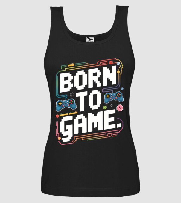 Born to Game Pixel Negru model negru pe tricou