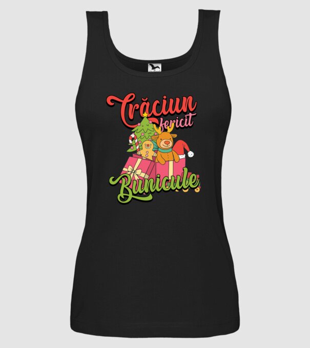 CRĂCIUN FERICIT BUNICULE model negru pe tricou