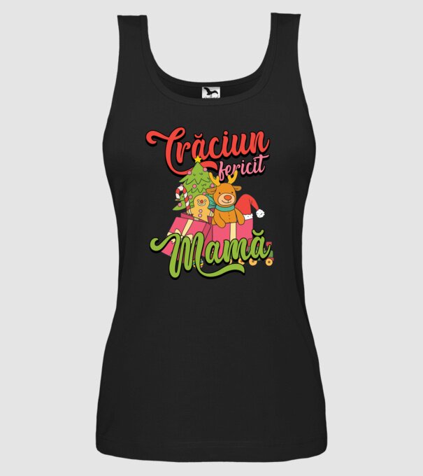 CRĂCIUN FERICIT MAMĂ model negru pe tricou