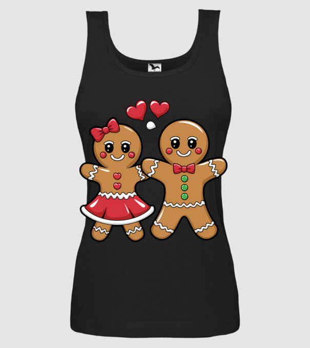 cuplu de turtă dulce în dragoste model negru pe tricou