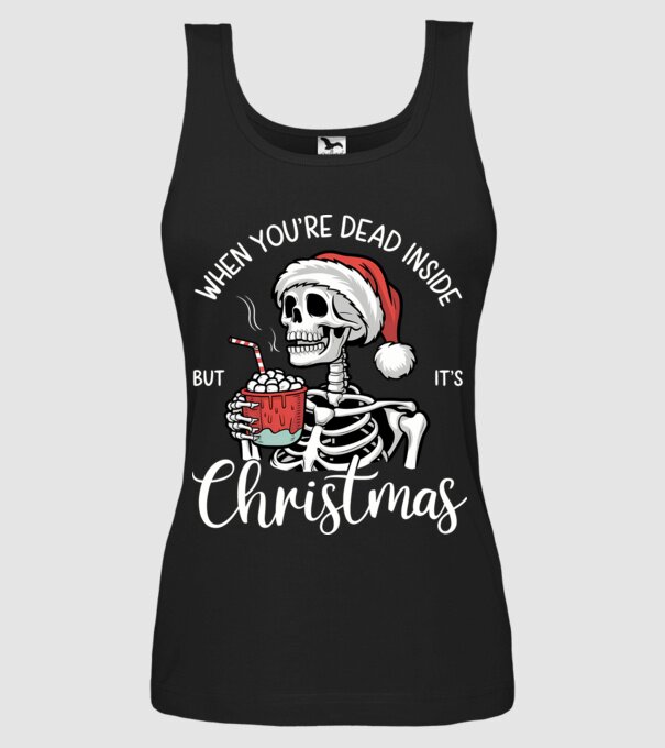 Dead inside, but it's christmas Negru model negru pe tricou