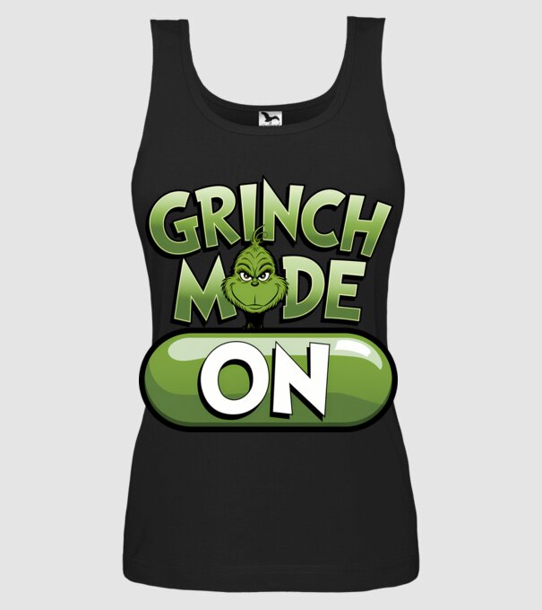 Grinch mode ON model negru pe tricou