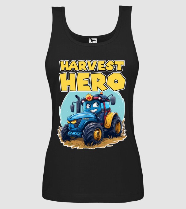 Harvest Hero Tractor model negru pe tricou