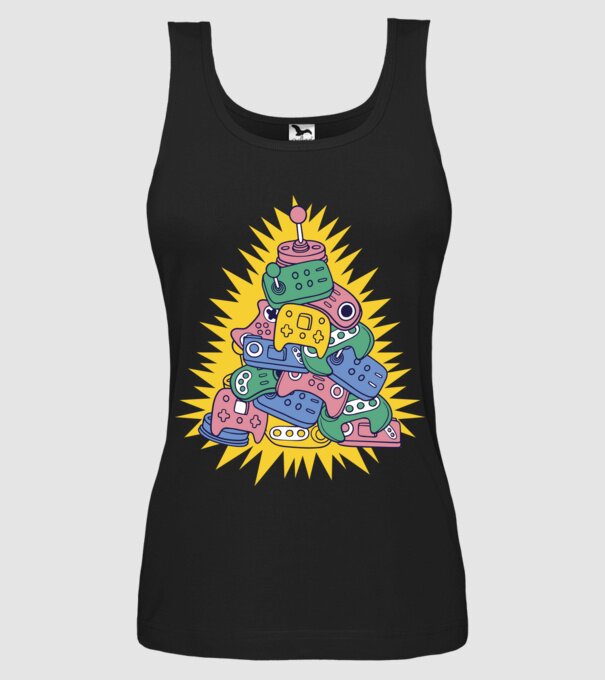Joystick pom de Crăciun model negru pe tricou