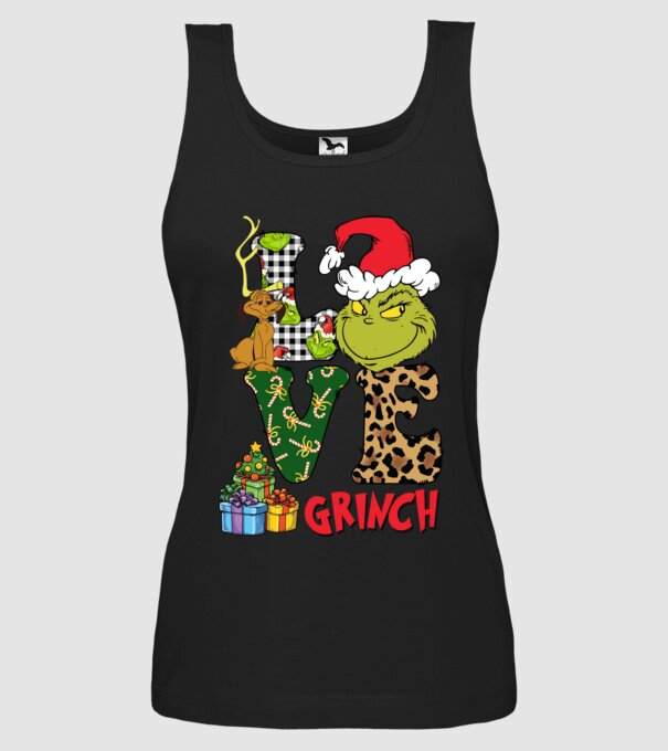 Love Grinch model negru pe tricou
