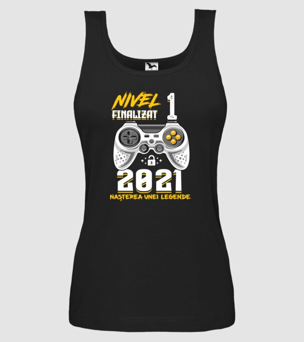 Nivel 1 finalizat. 2021 nașterea unei legende model negru pe tricou