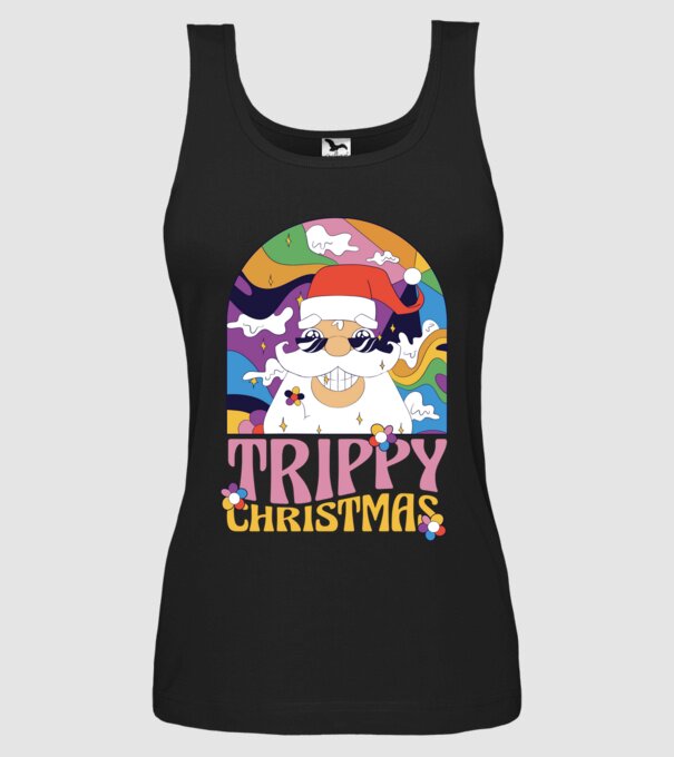 Trippy Christmas model negru pe tricou
