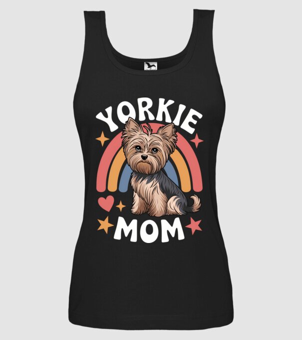 Yorkie Mom Negru model negru pe tricou
