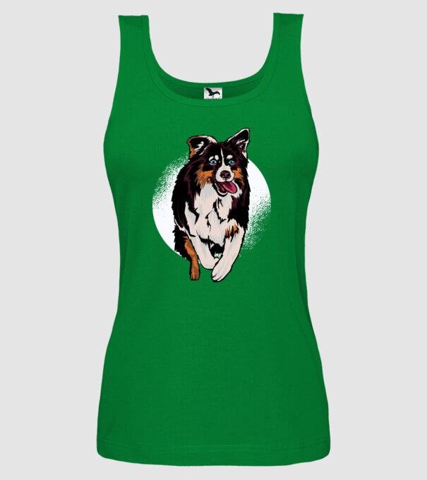 Câine ciobănesc Australian model verde pe tricou