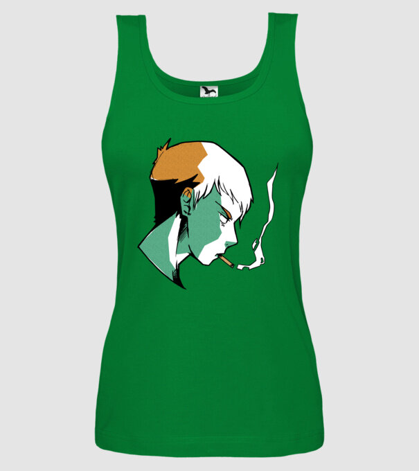 Anime băiat fumător model verde pe tricou