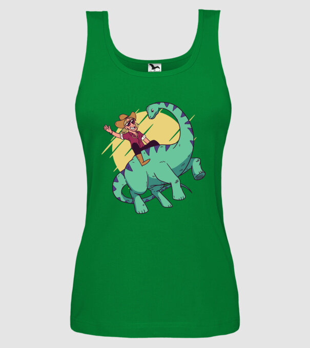 Dinozaur Cowboy model verde pe tricou