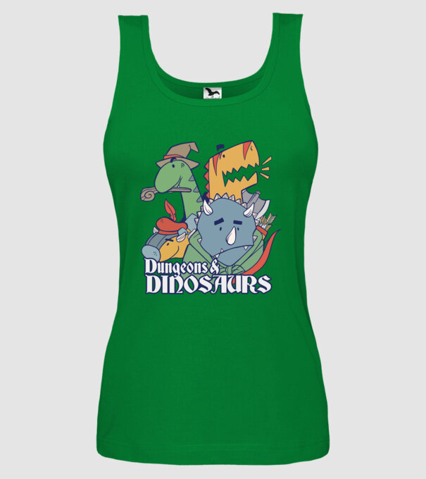 Dungeons and Dinosaurs model verde pe tricou
