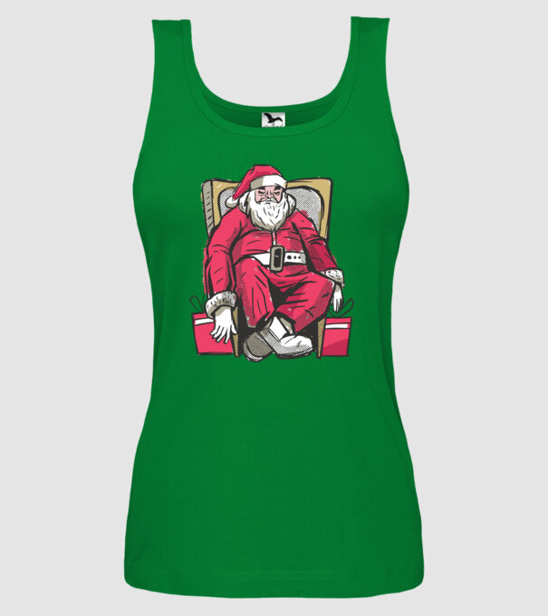 Moș Crăciun Obosit model verde pe tricou