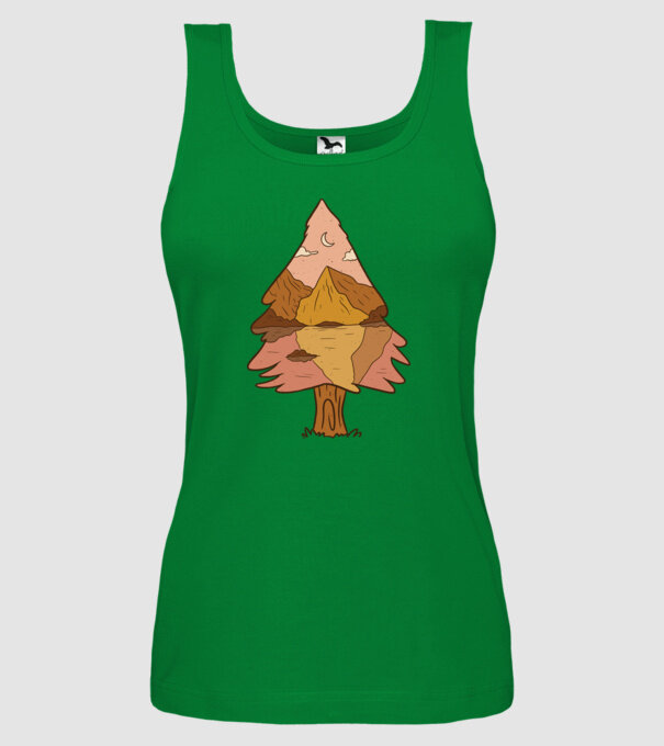 Brad Natură model verde pe tricou