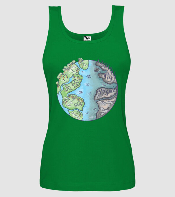 Distrugerea Pământului model verde pe tricou
